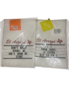 El Arroyo White Tea Towels with Humorous Text